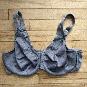 Lilyette Minimizer Bra 42DD Women's Unlined Cup Underwire Gray With Lace‎ Trim